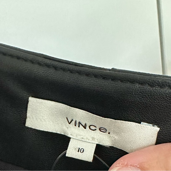 Vince Black Leather Pleat Tapered Pants - Picture 8 of 12